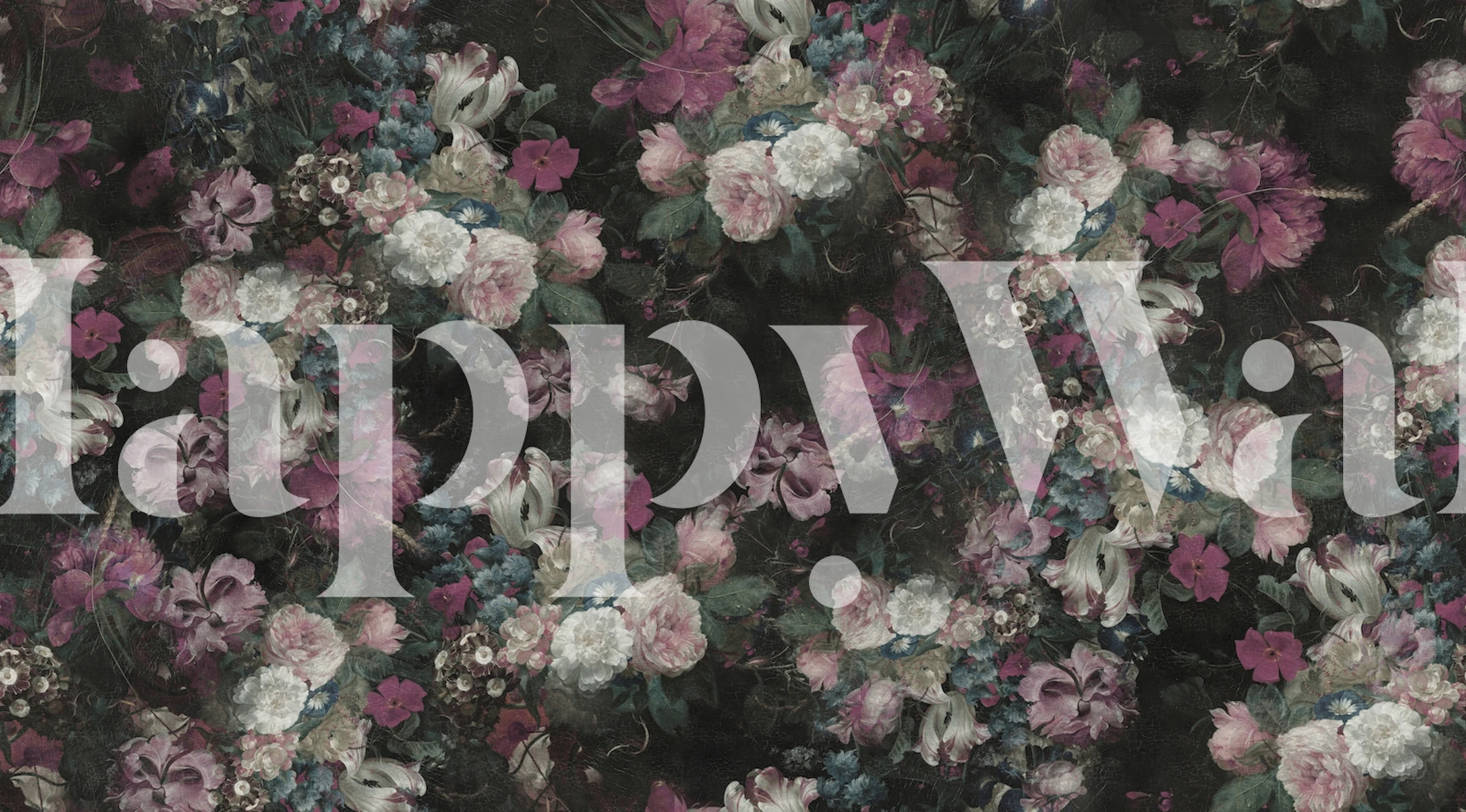 Moody baroque floral Tapete in einem Raum