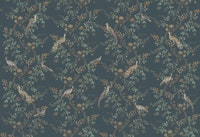 Chinoiserie birds & flowers tree - dark green papiers peint