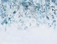 Hanging Flowers Blue Watercolor Art behang