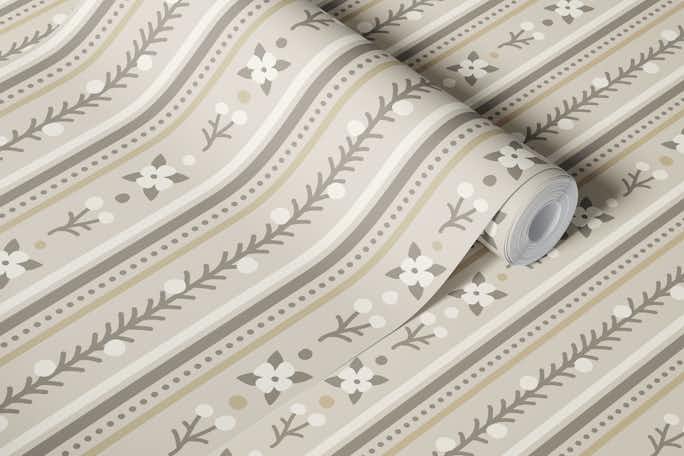Vintage floral stripes pattern / 3010Awallpaper roll