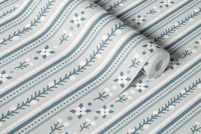Floral stripes pattern, grey / 3010Bwallpaper roll