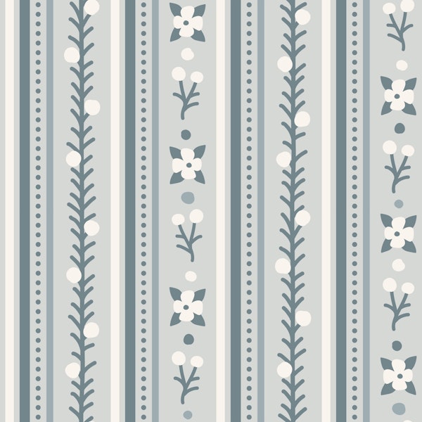 Floral stripes pattern, grey / 3010B