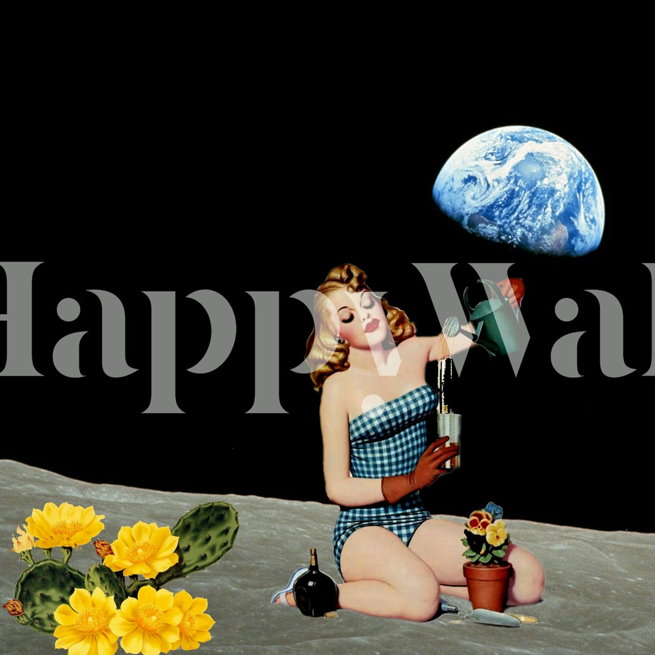 Whimsical wallpaper design with a planting theme