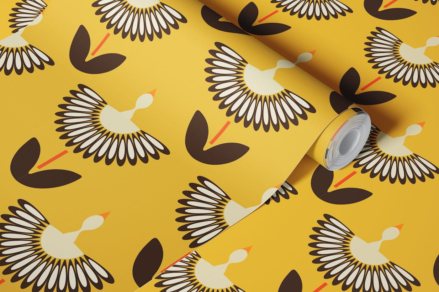 Sunflower Bird Blooms wallpaper roll