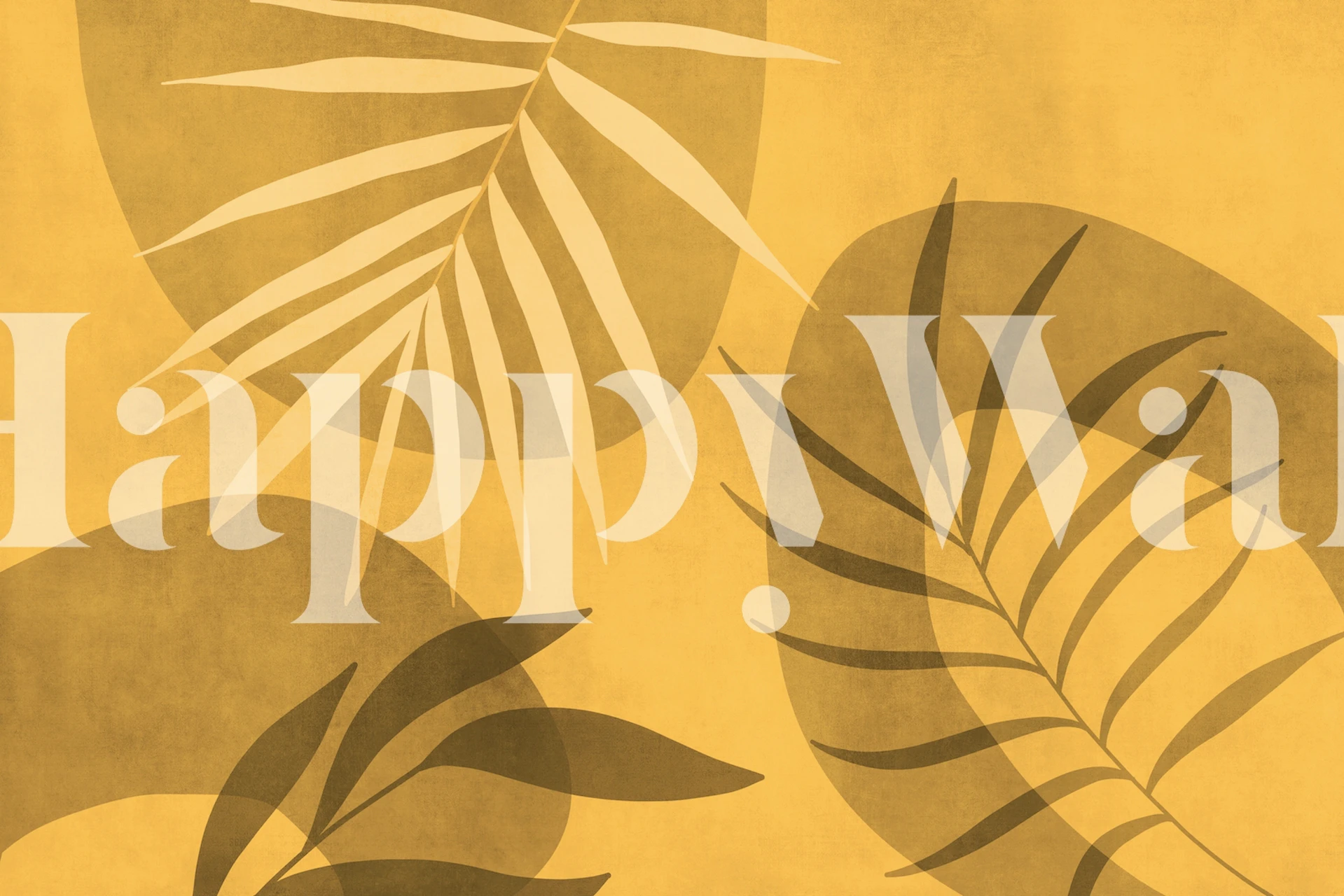 Palm Leaf Serenade Warm Yellow wallpaper in a room