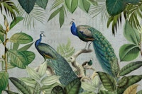 Majestic Peafowls In The Green Jungle behang