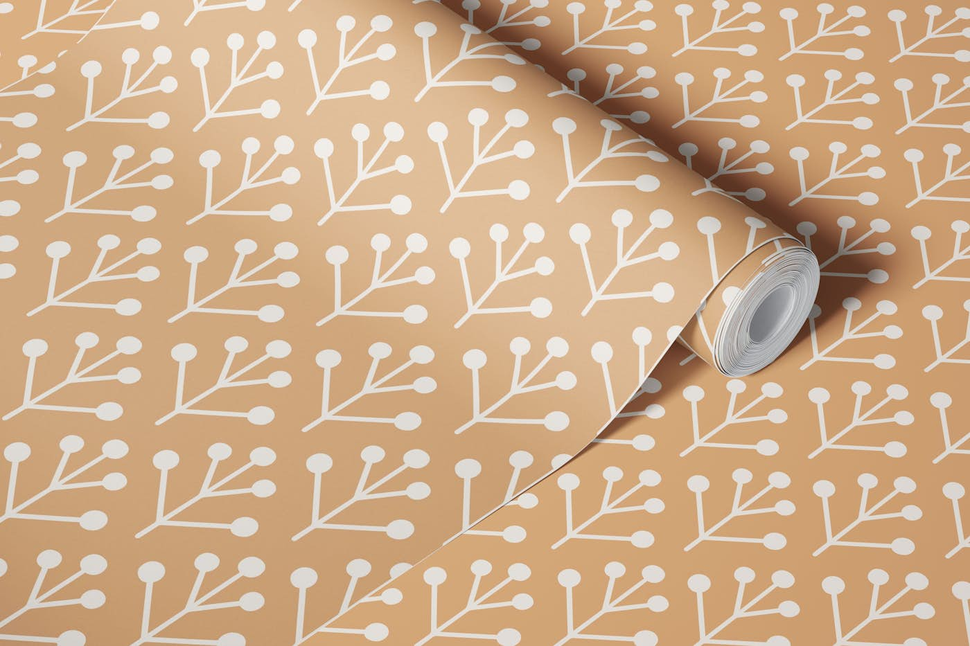 Berry Twig scandi yellow beige wallpaper roll