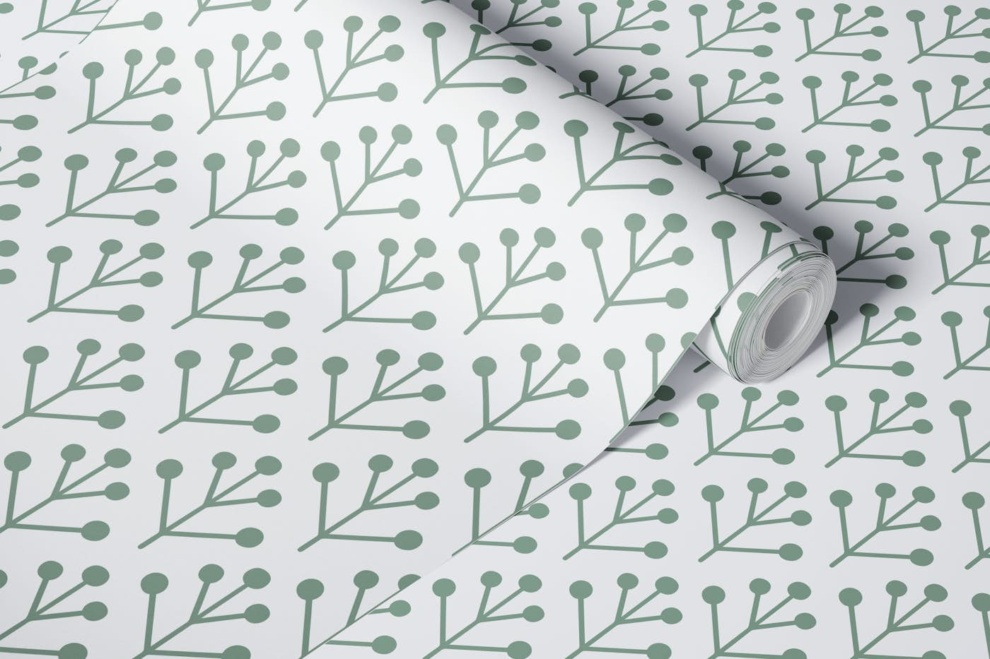 Berry Twig scandi green medium wallpaper roll