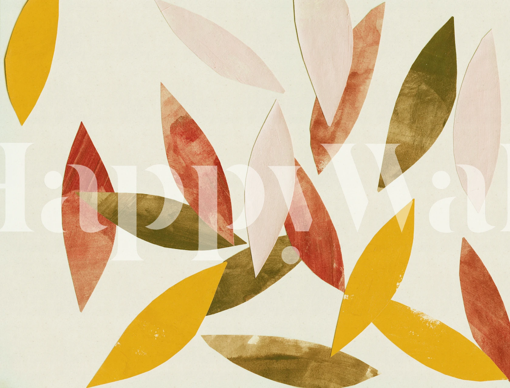 Collage muurschildering in abstracte pastelkleuren