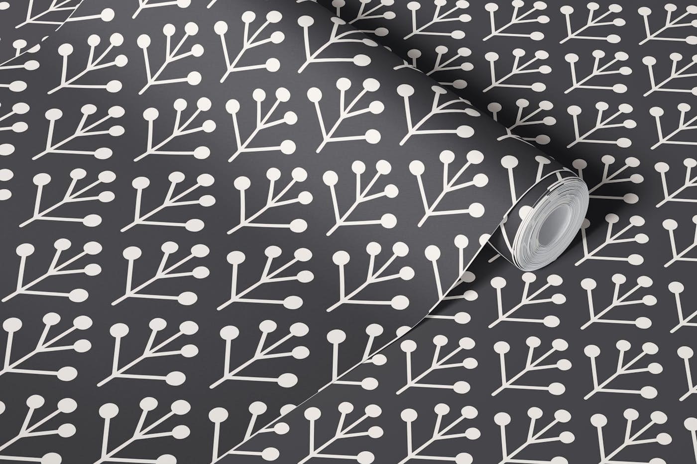 Berry Twig scandi charcoal wallpaper roll