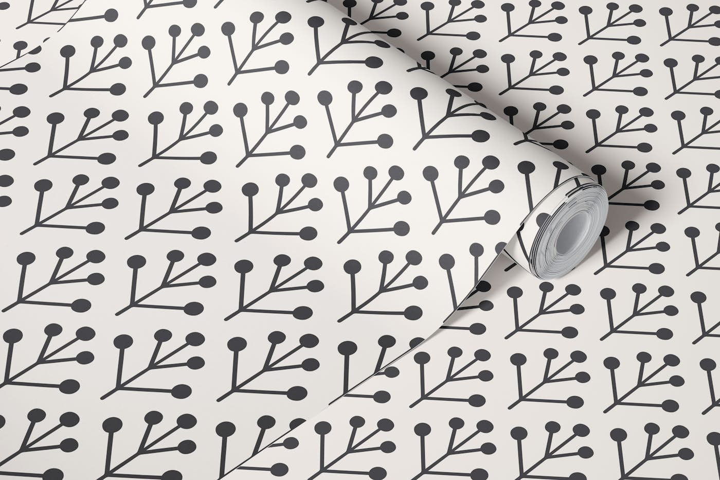 Berry Twig scandi beige charcoal wallpaper roll