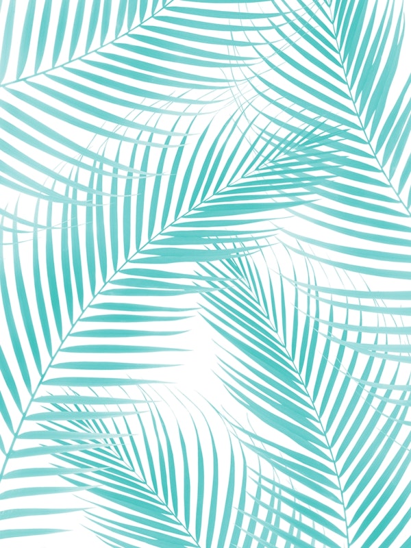 Soft Turquoise Palm Leaves 2