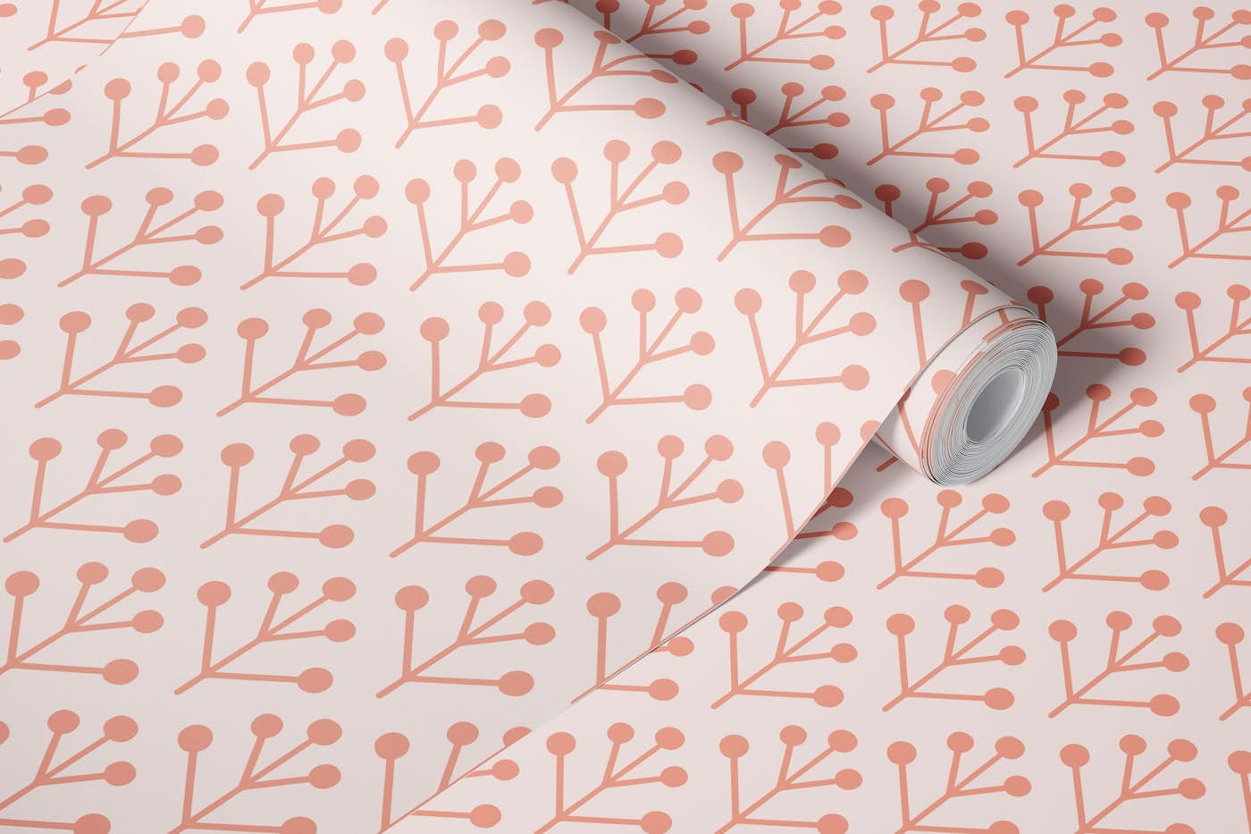 Berry Twig scandi blush coral wallpaper roll