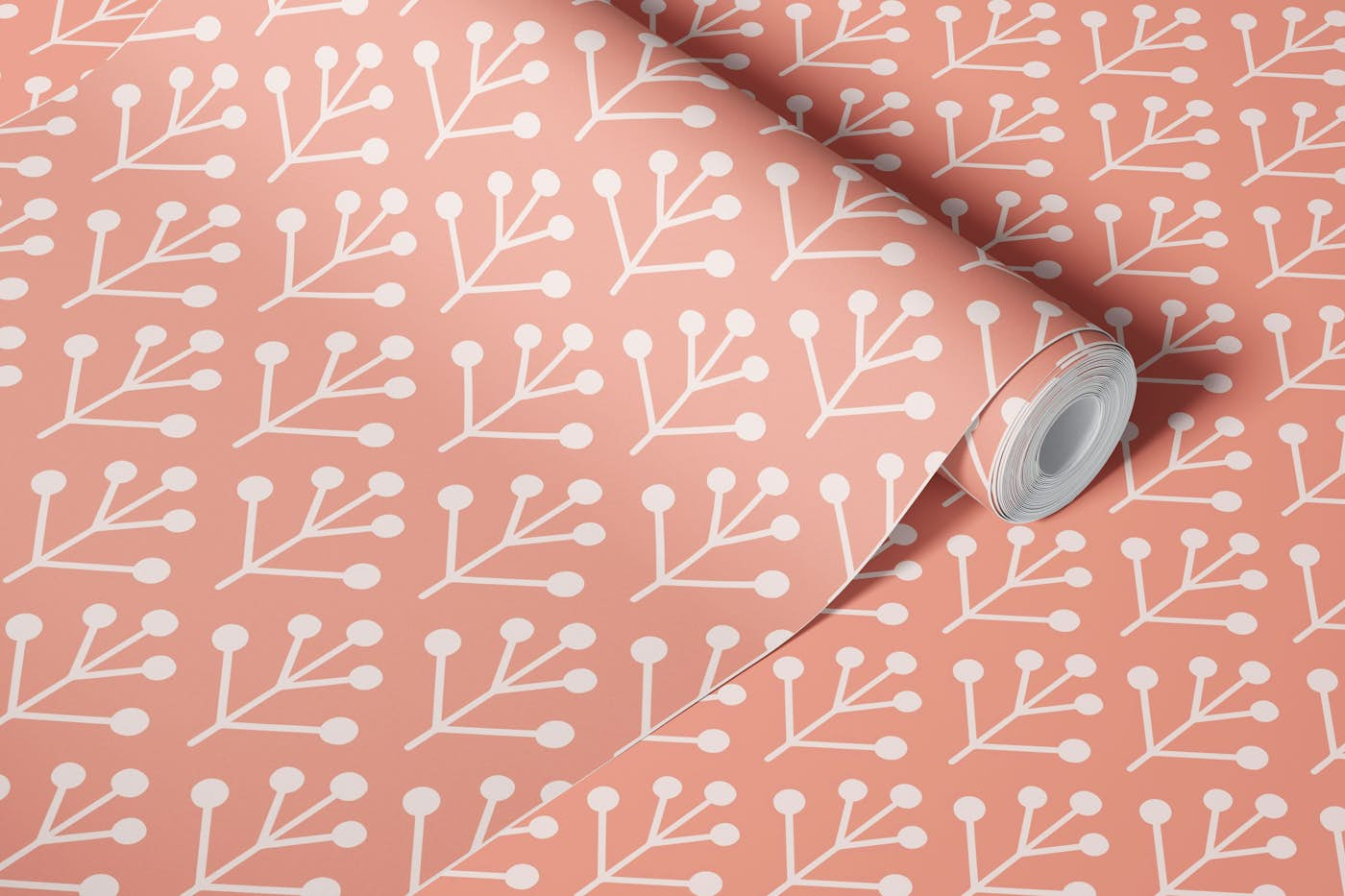 Berry Twig scandi coral blush wallpaper roll