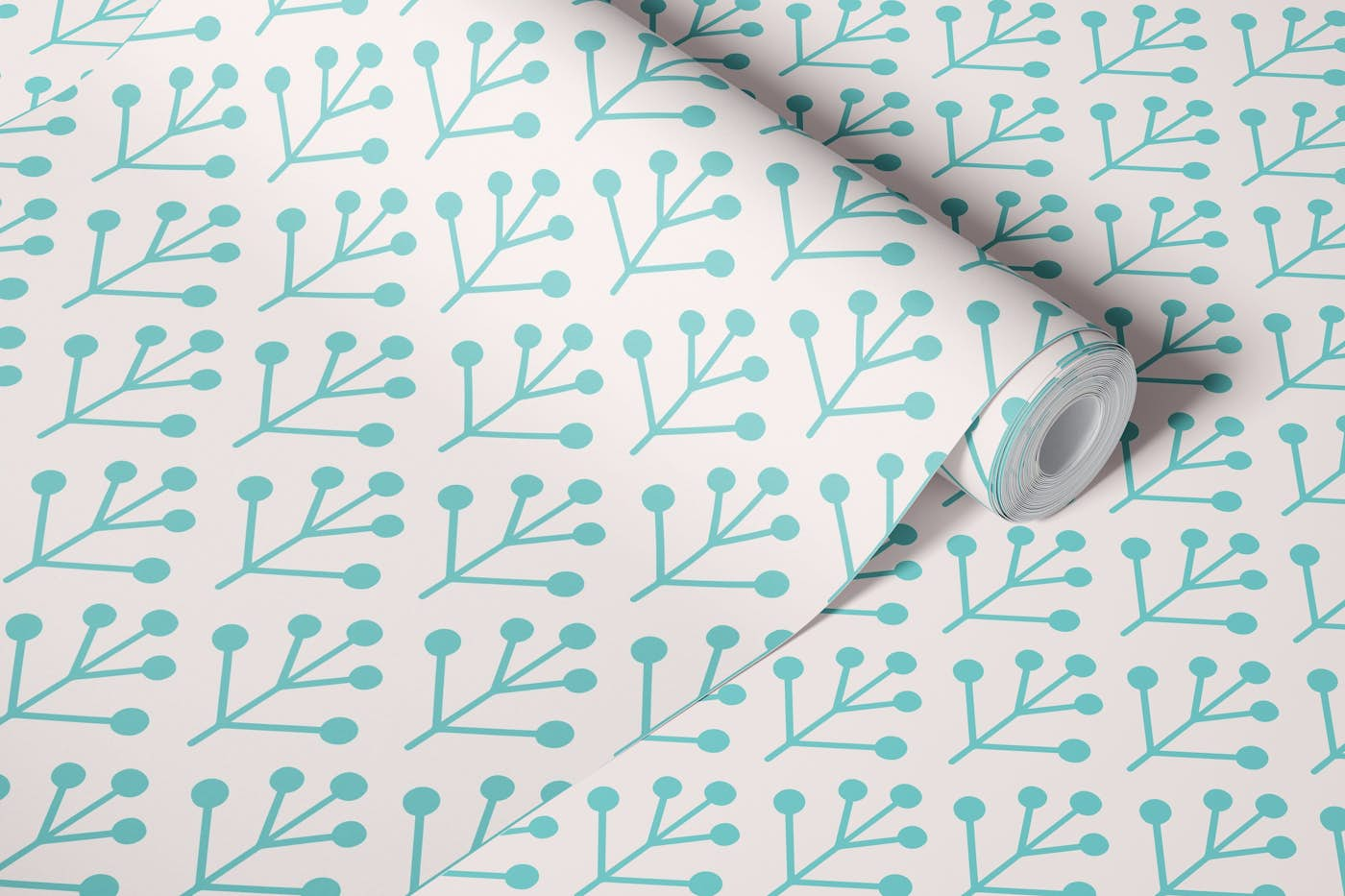 Berry Twig scandi beige turquoise wallpaper roll