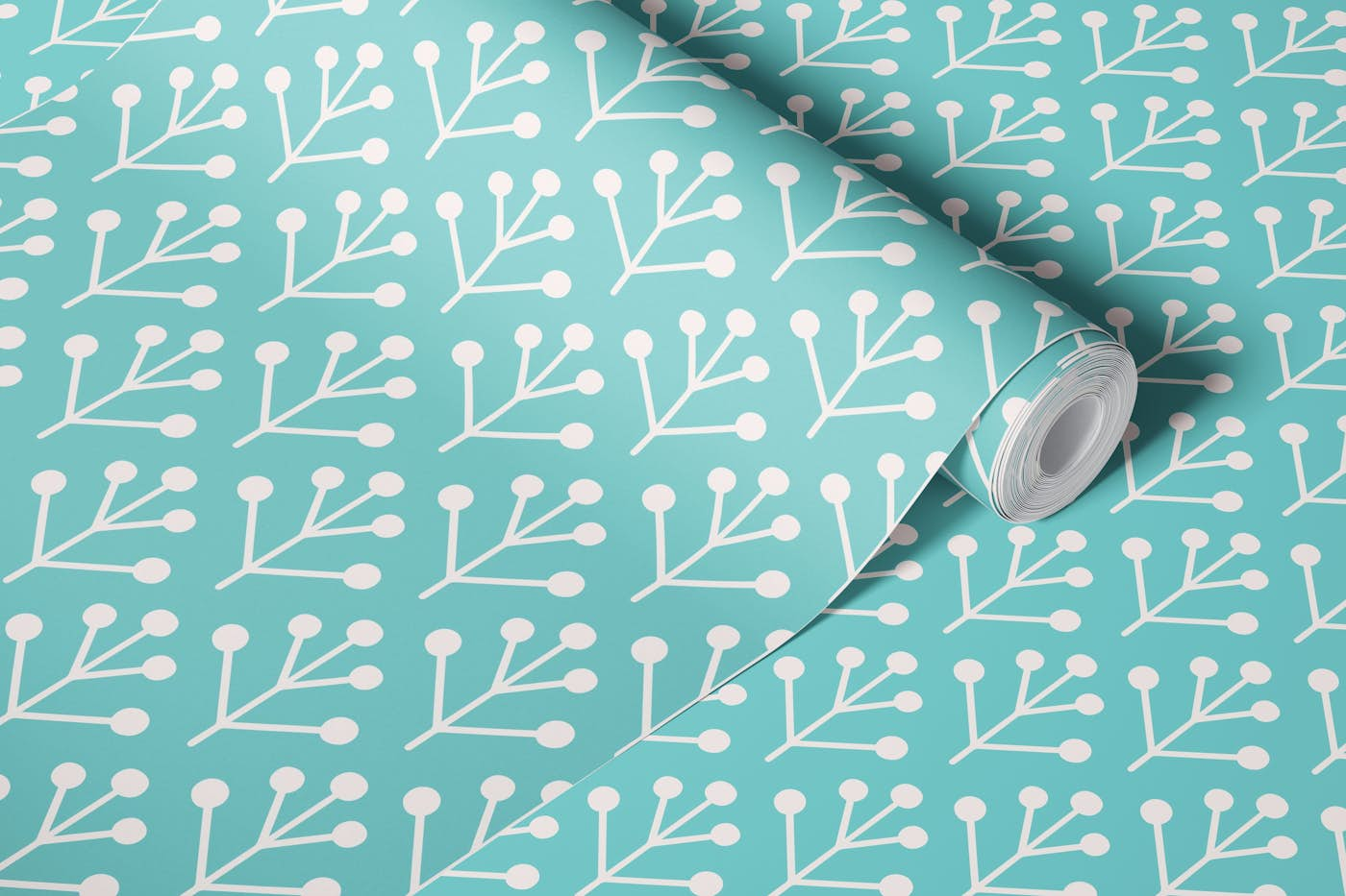 Berry Twig scandi turquoise beige wallpaper roll