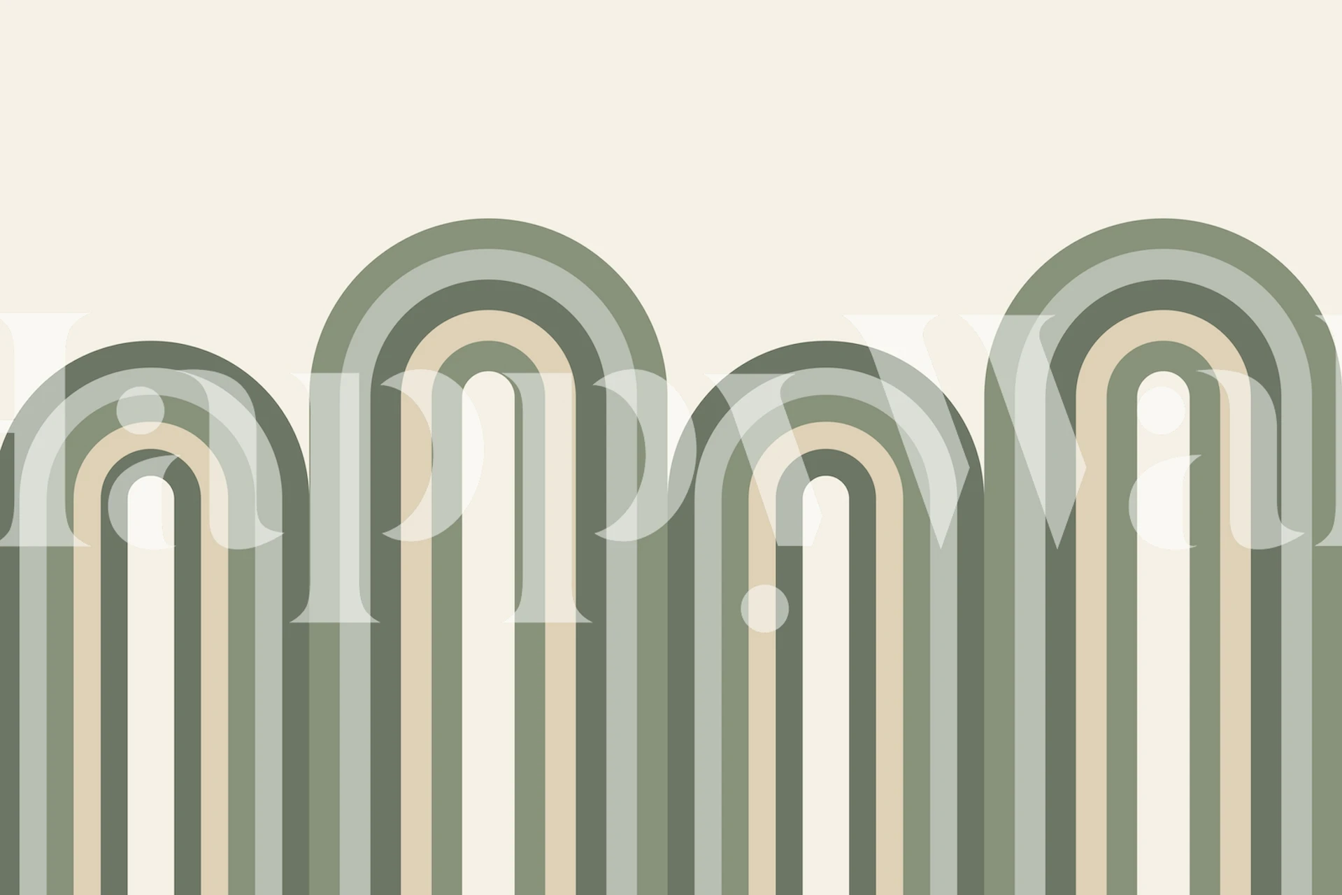 Sage Green Boho Rainbow Tapete in einem Raum