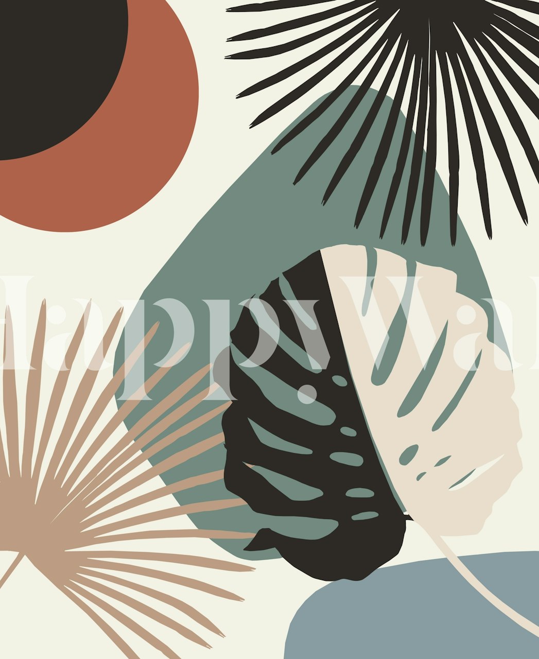 Tapeta Minimal Yin Yang Monstera v místnosti