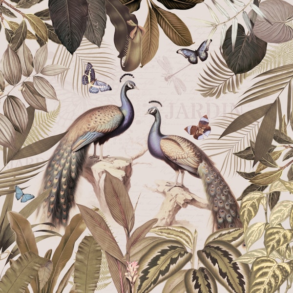Vintage Exotic Peacocks Jungle I