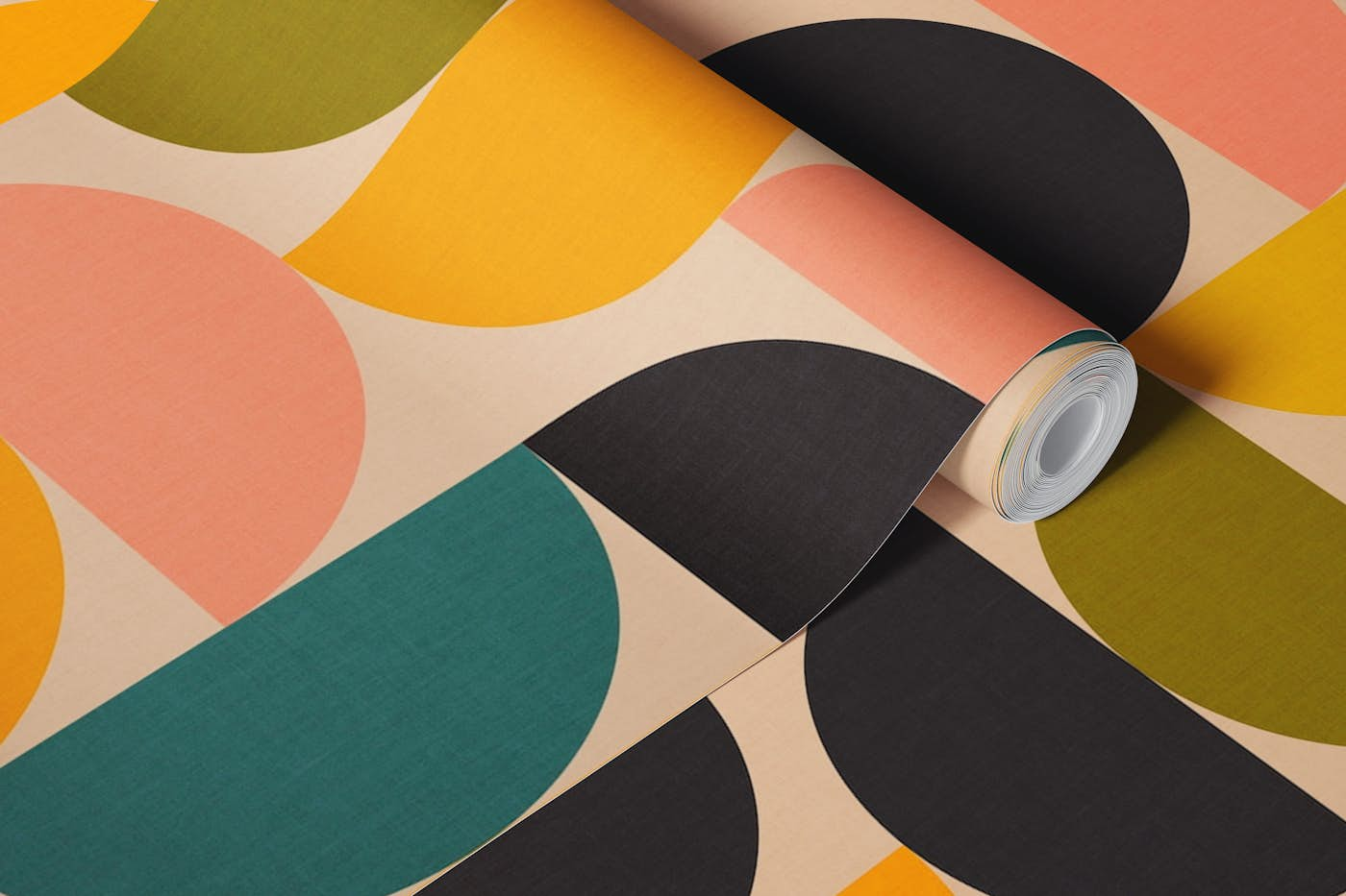 mid century modern geometric color wallpaper roll