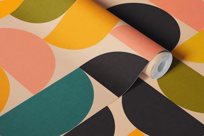 mid century modern geometric colorwallpaper roll