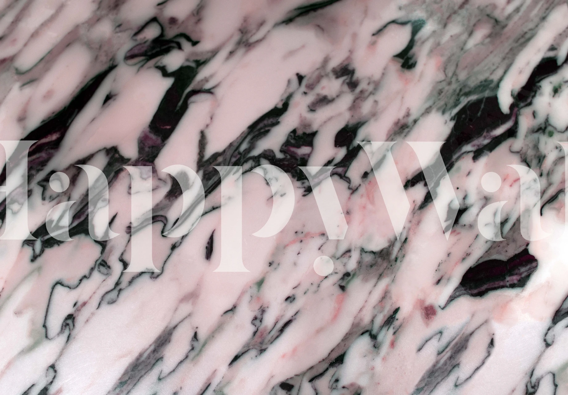 Blush pink and black marble wallpaper in a room