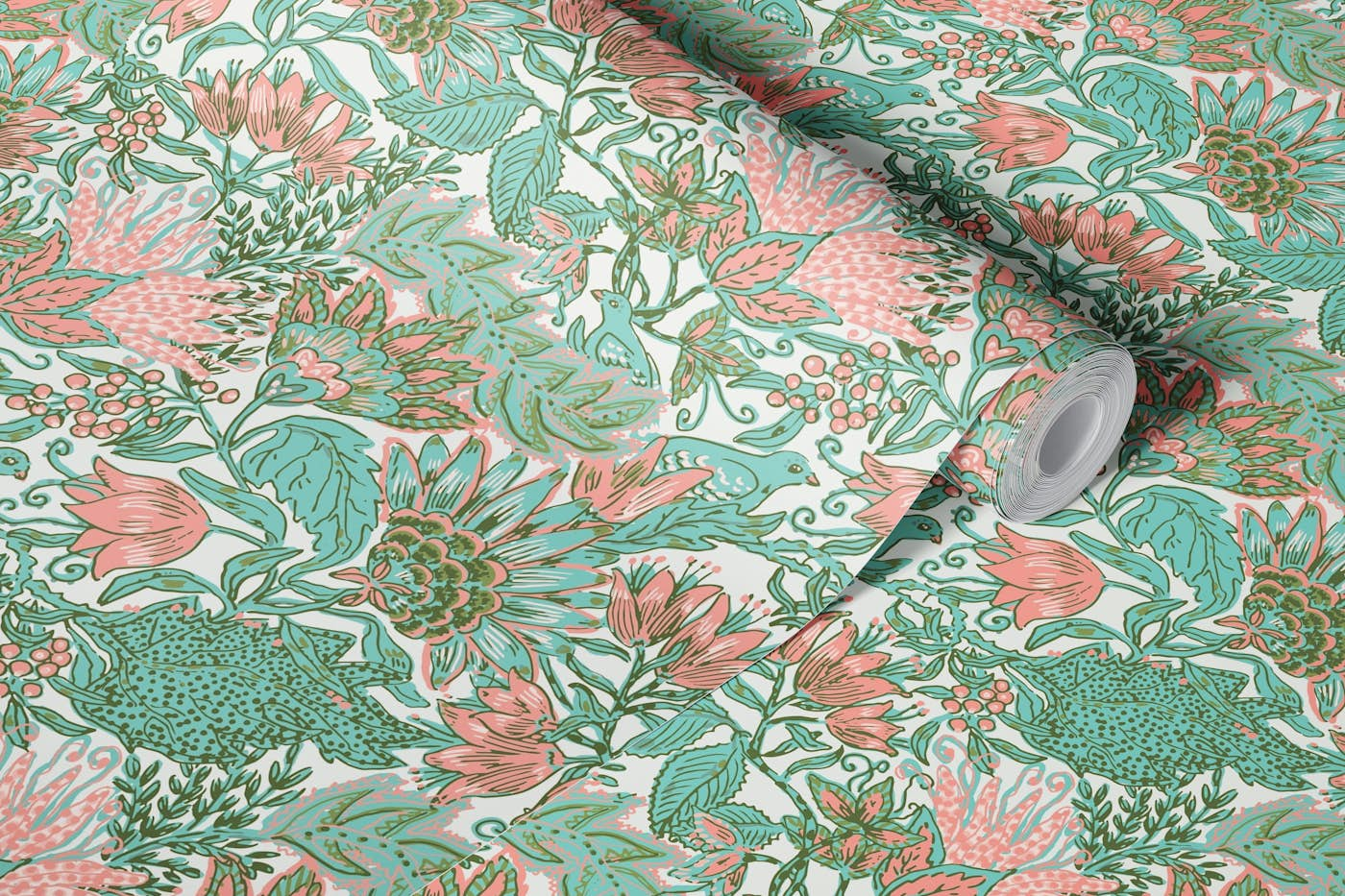 Pastel French Indian Floral wallpaper roll