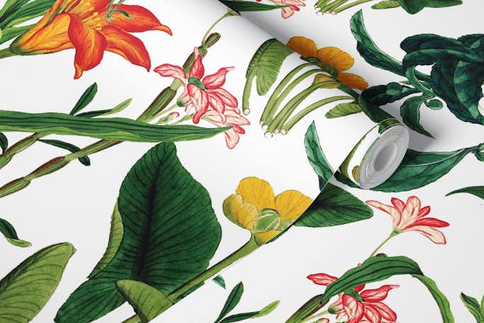 Botanical Vintage Floral Whitewallpaper roll