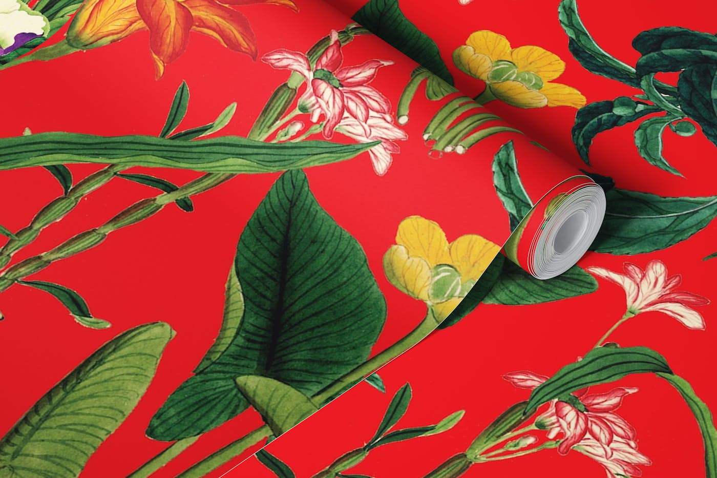 Botanical Vintage Floral Crimson wallpaper roll