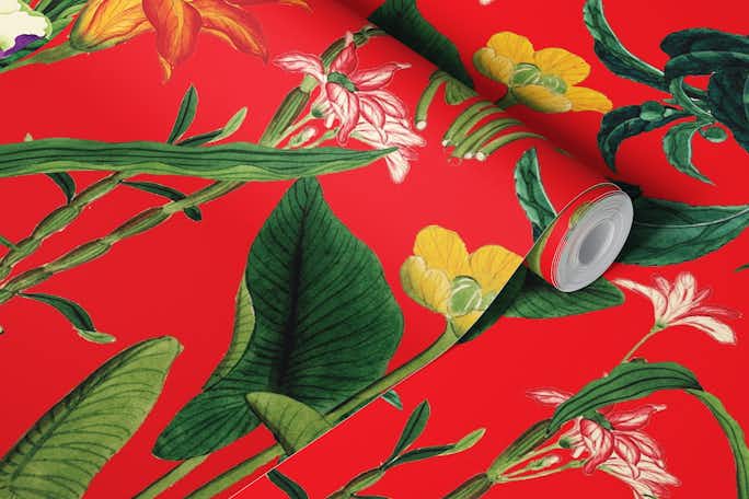 Botanical Vintage Floral Crimsonwallpaper roll