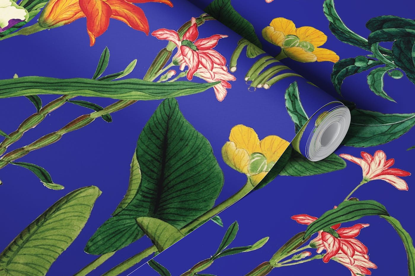 Botanical Vintage Floral Blue wallpaper roll