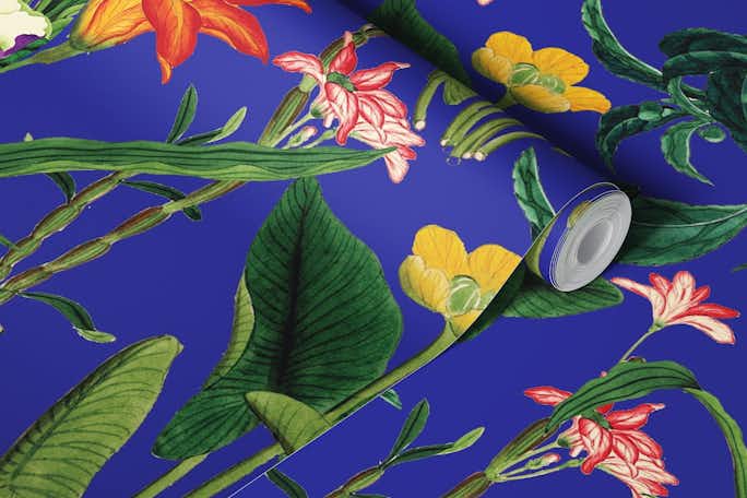 Botanical Vintage Floral Bluewallpaper roll
