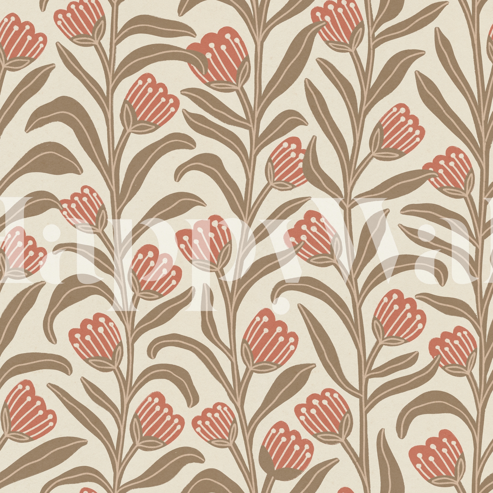 Red and on sale beige wallpaper