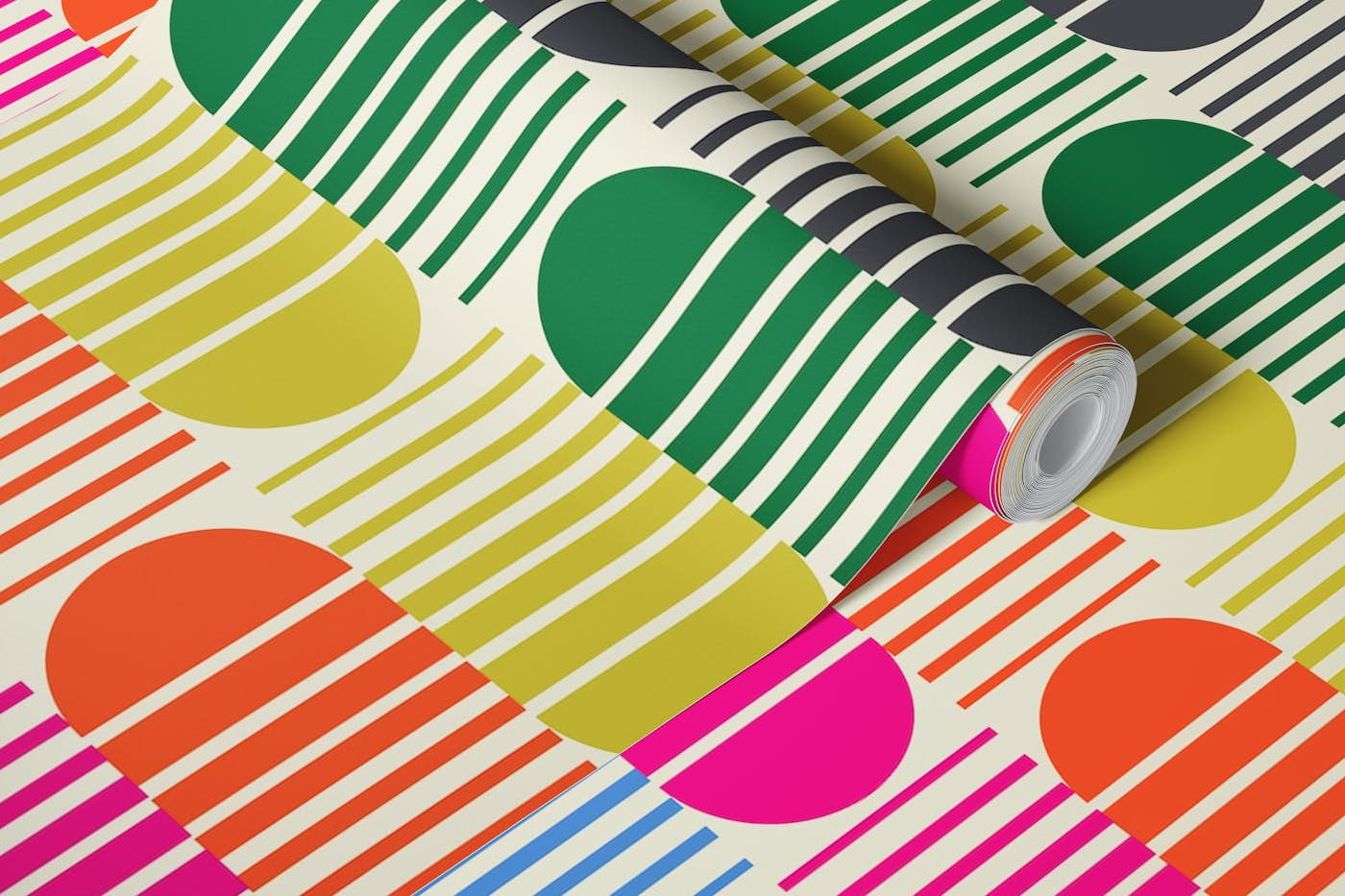 Retro Circle Lines wallpaper roll