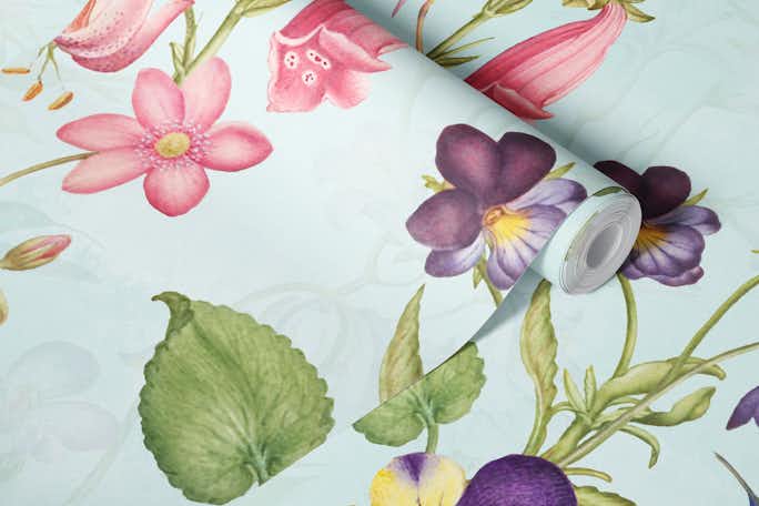 Nostalgic Romantic Vintage Flower Meadowwallpaper roll