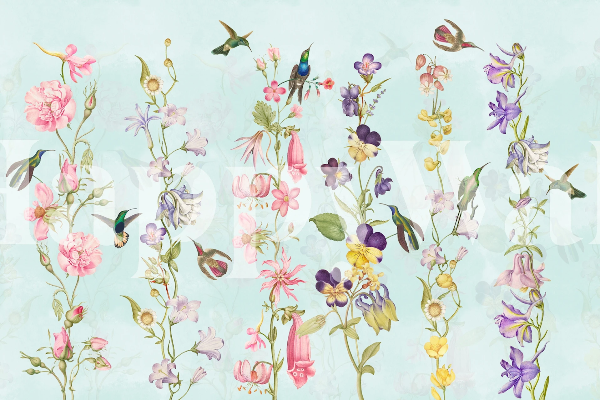 Vintage kwiatowy wzór tapety w pastelowych odcieniach