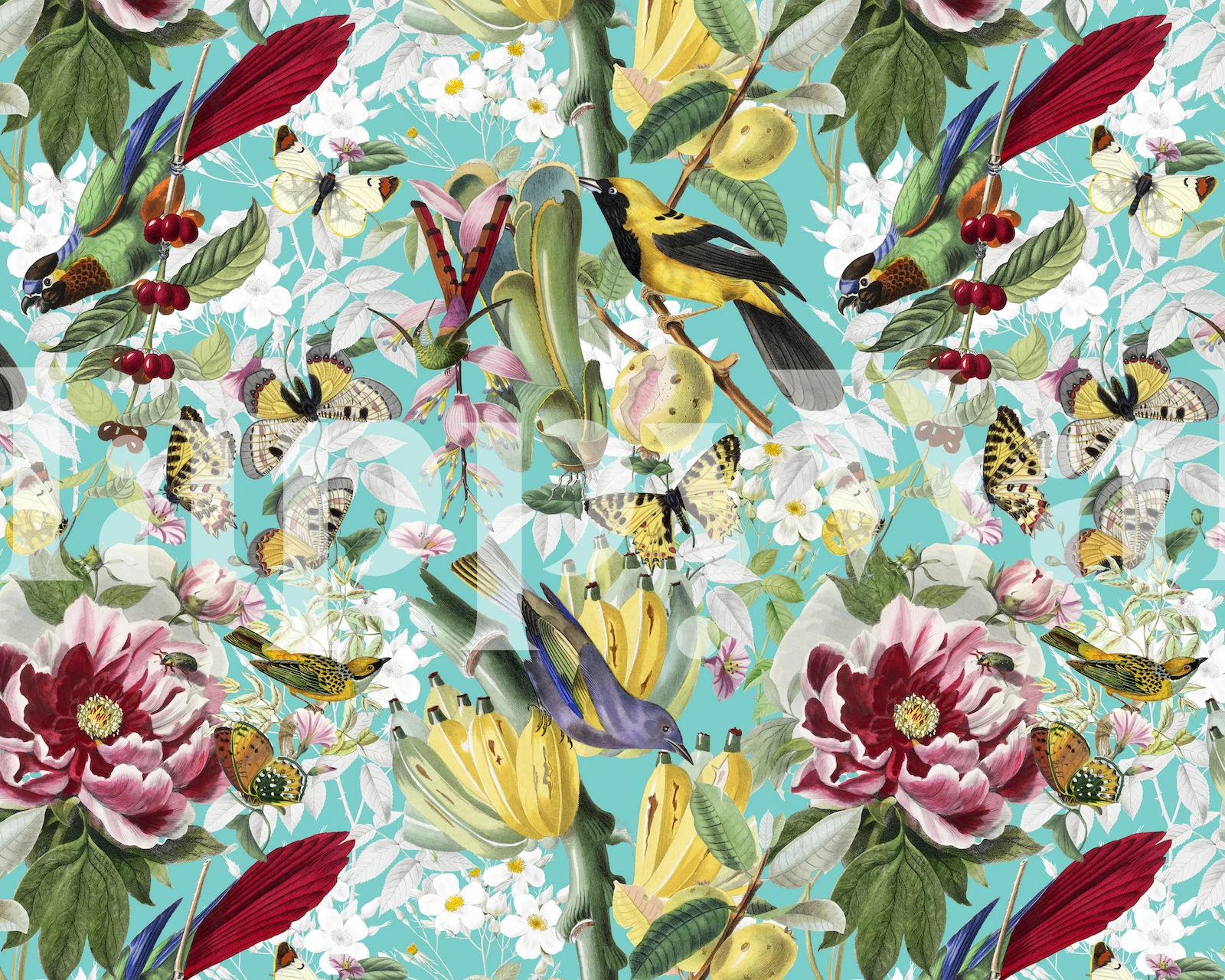 Arcano Viridarium 01 papel de parede floral em um quarto