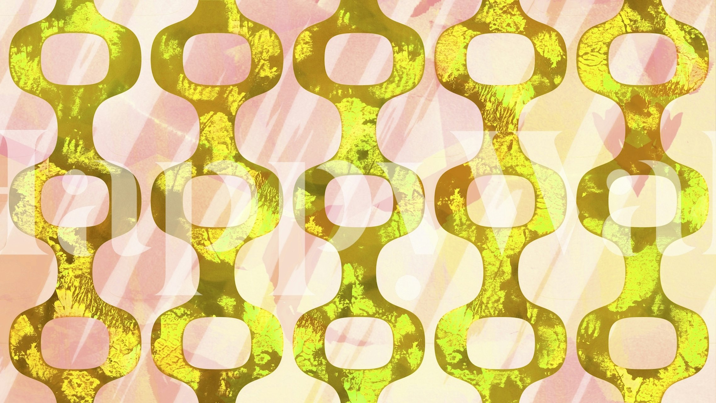 Mid-century pattern in yellow and pink shades wallpaper