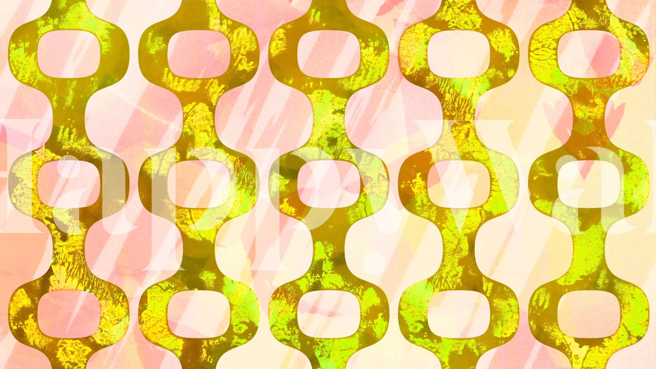 Väggmålning med geometriskt mönster i mitten av århundradet i neon- och pastellfärger