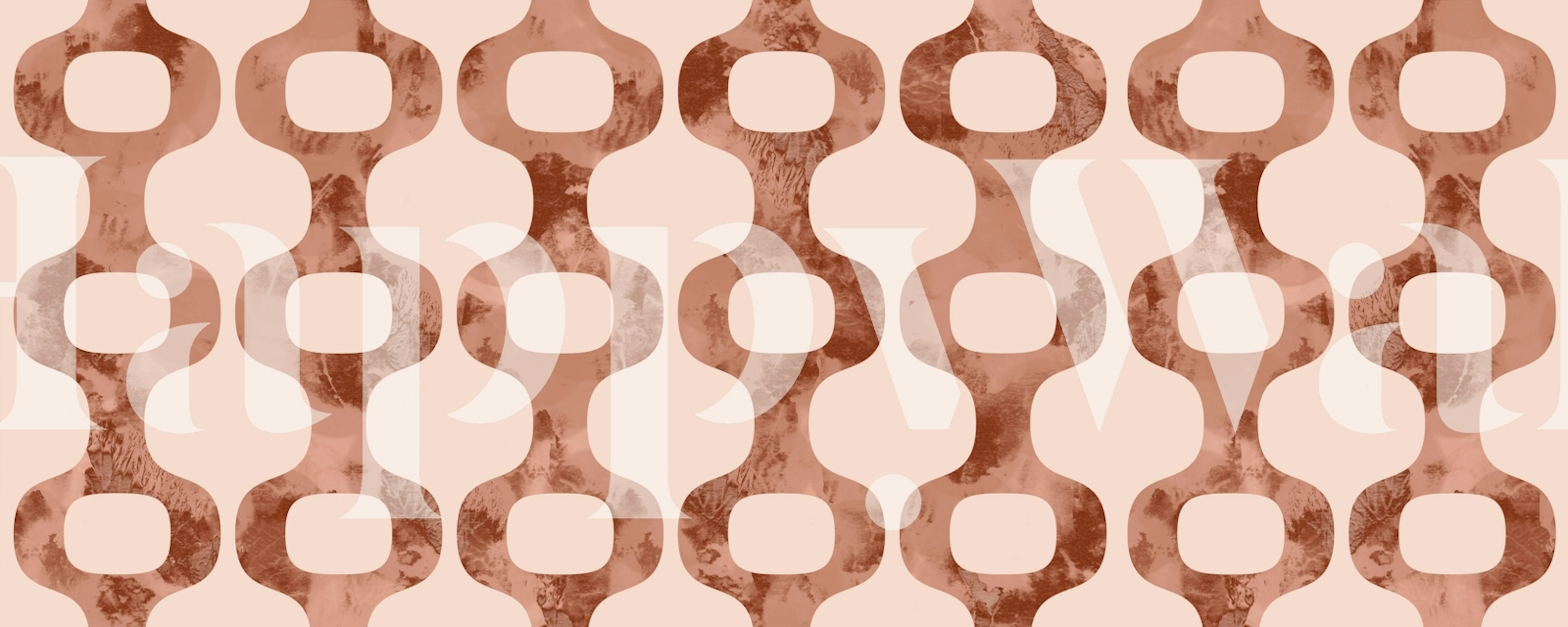 Geometric copper pattern on light pink background wallpaper