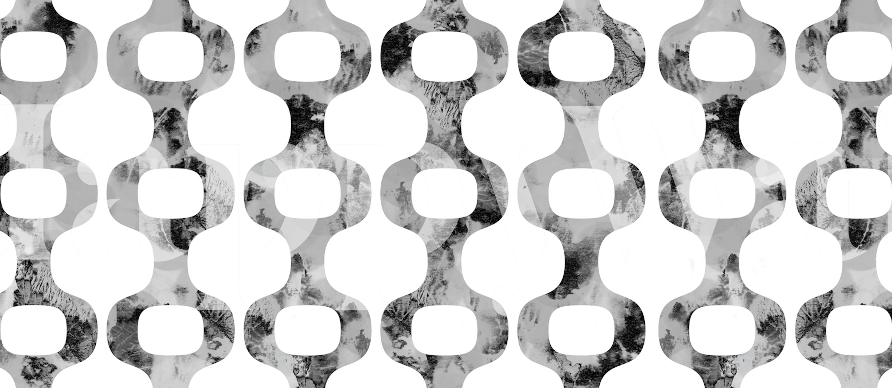 Mid-Century Urban geometric pattern wallpaper in black and white