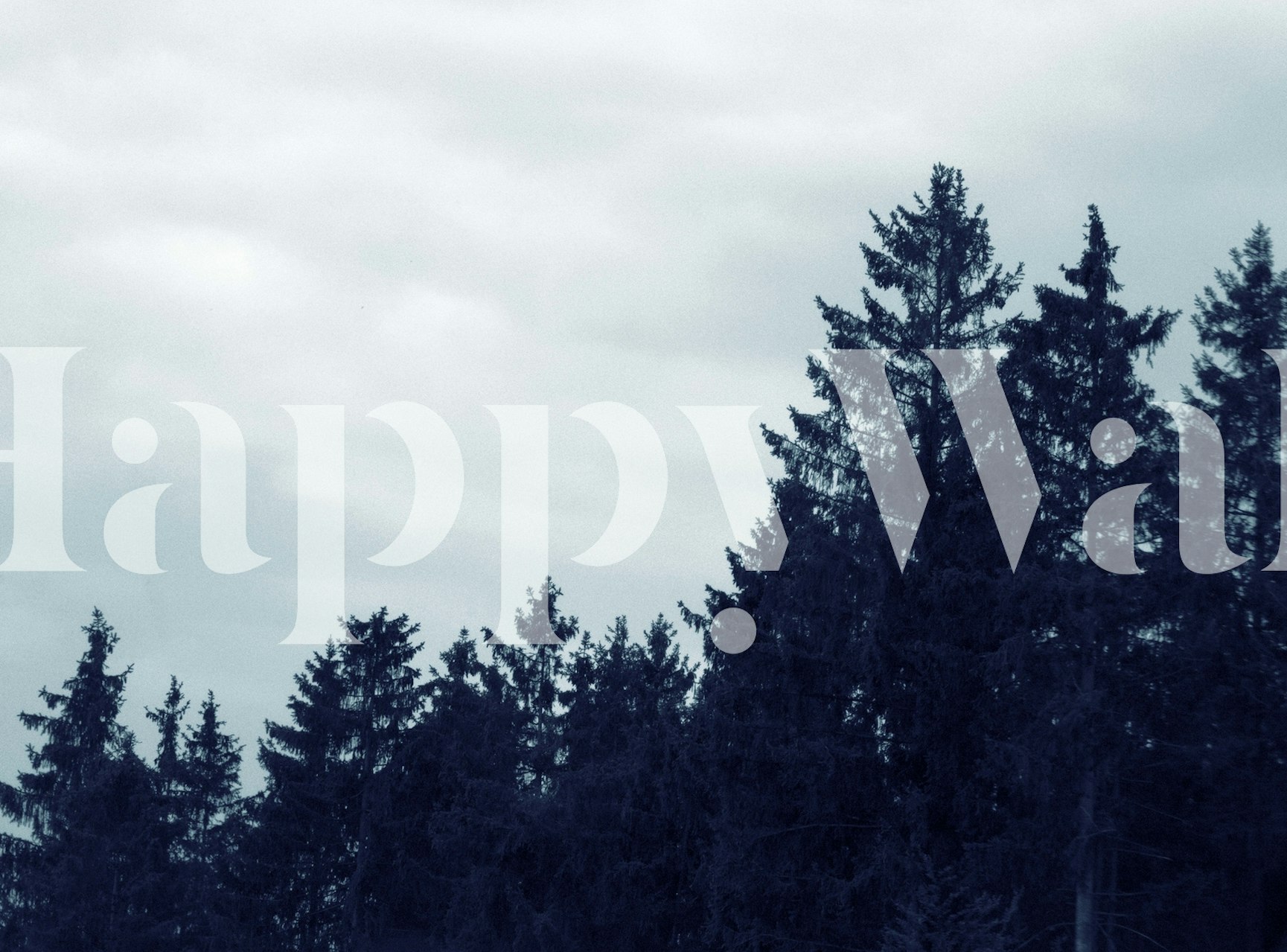 Papel tapiz con una escena de bosque azul