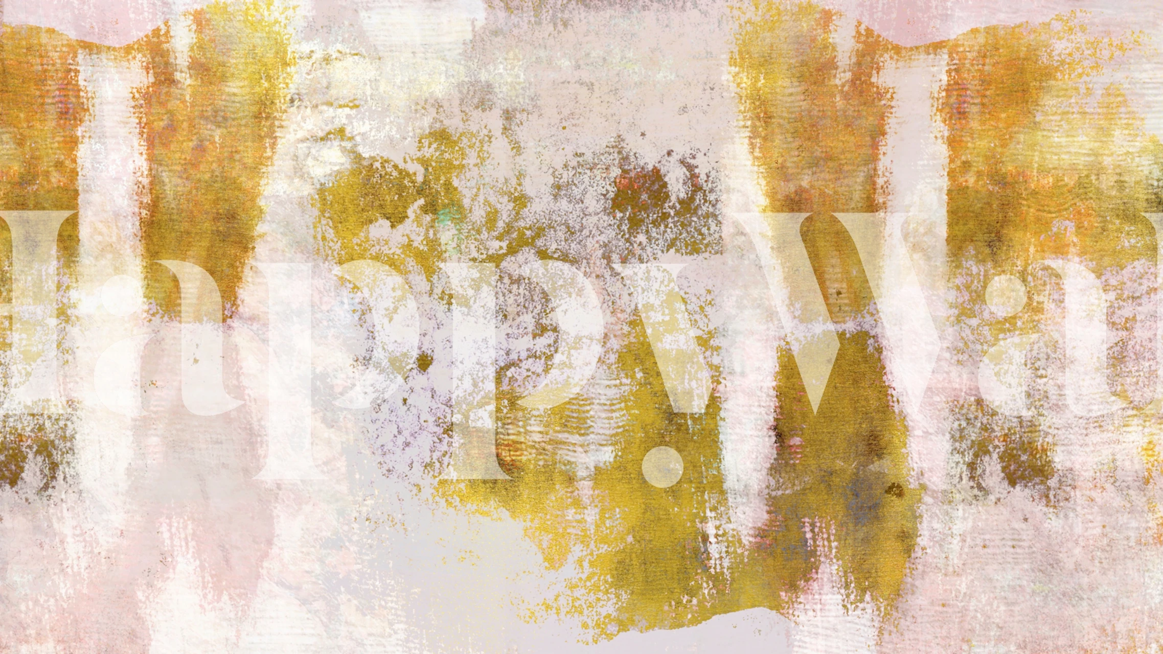 Abstract urban-inspired wall mural with gold and cream tones