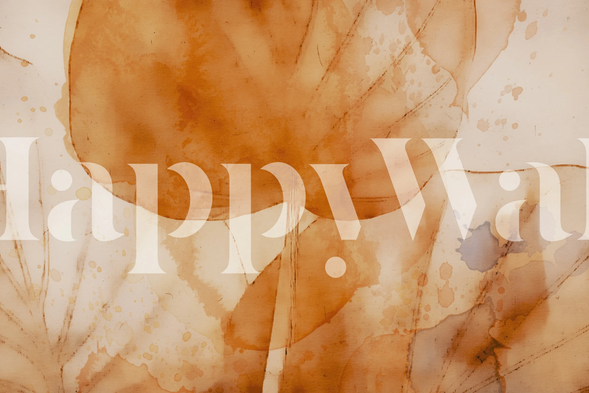 Peach and brown abstract leaf design wallpaper