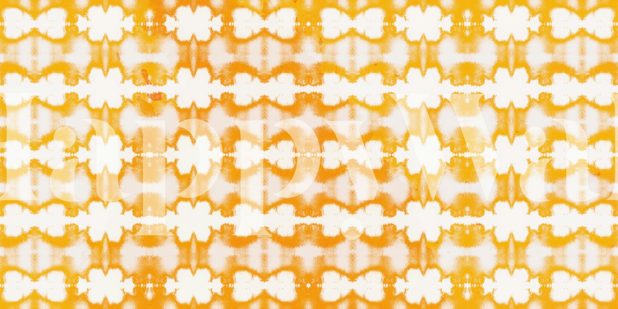 Um luxuoso mural de parede com padrão dourado e branco inspirado na cultura asiática.