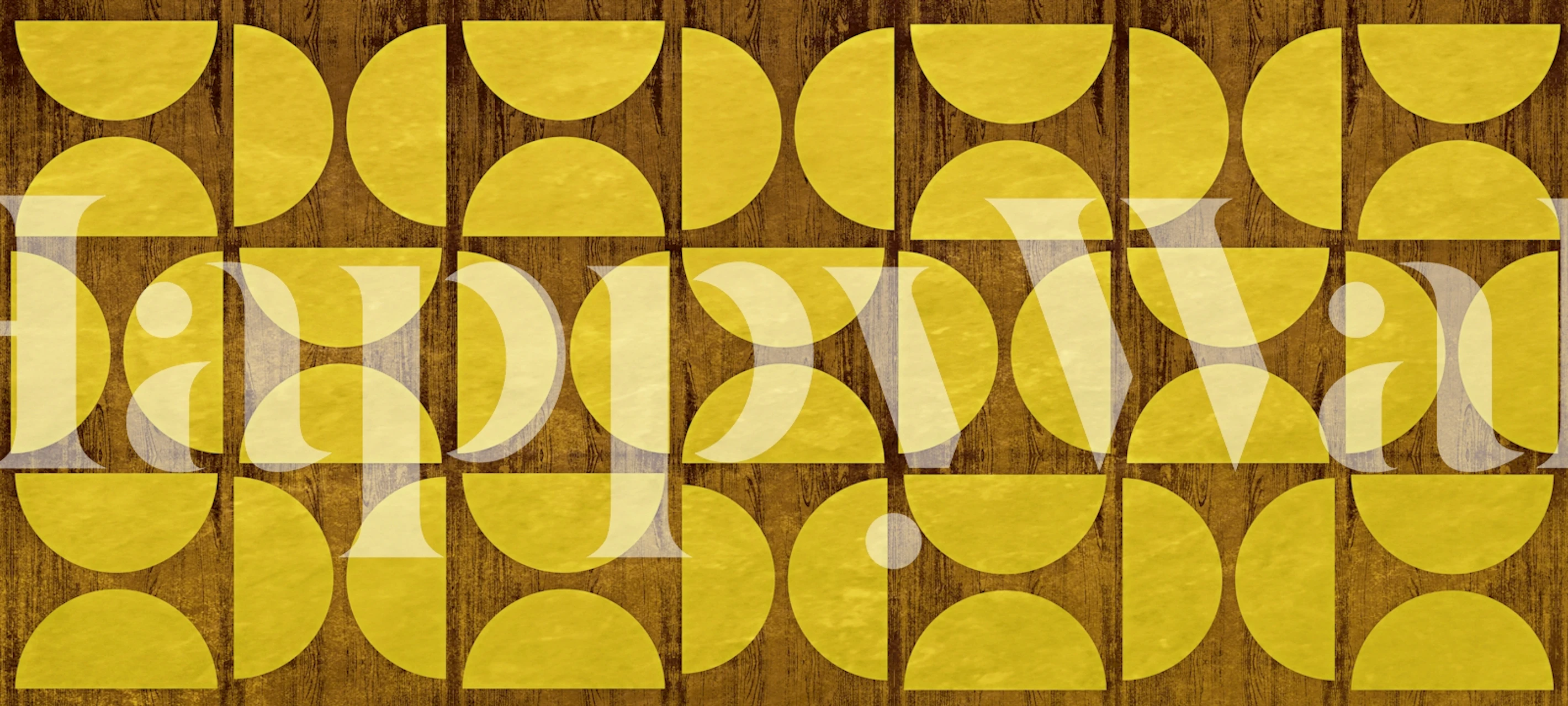 Rustic Wood en Gold Mid-Century Behangontwerp