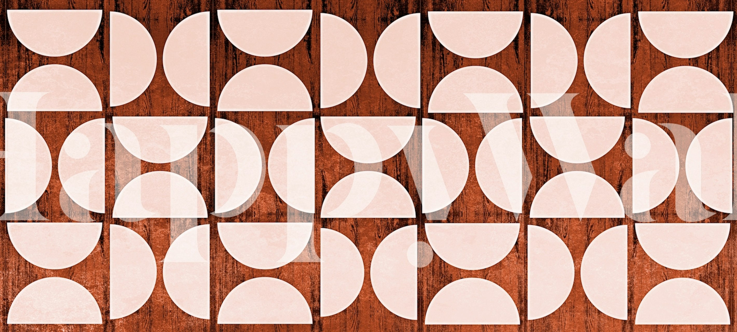 Veggmaleri med geometrisk mønster fra midten av århundret i Bauhaus-stil med varme tretoner