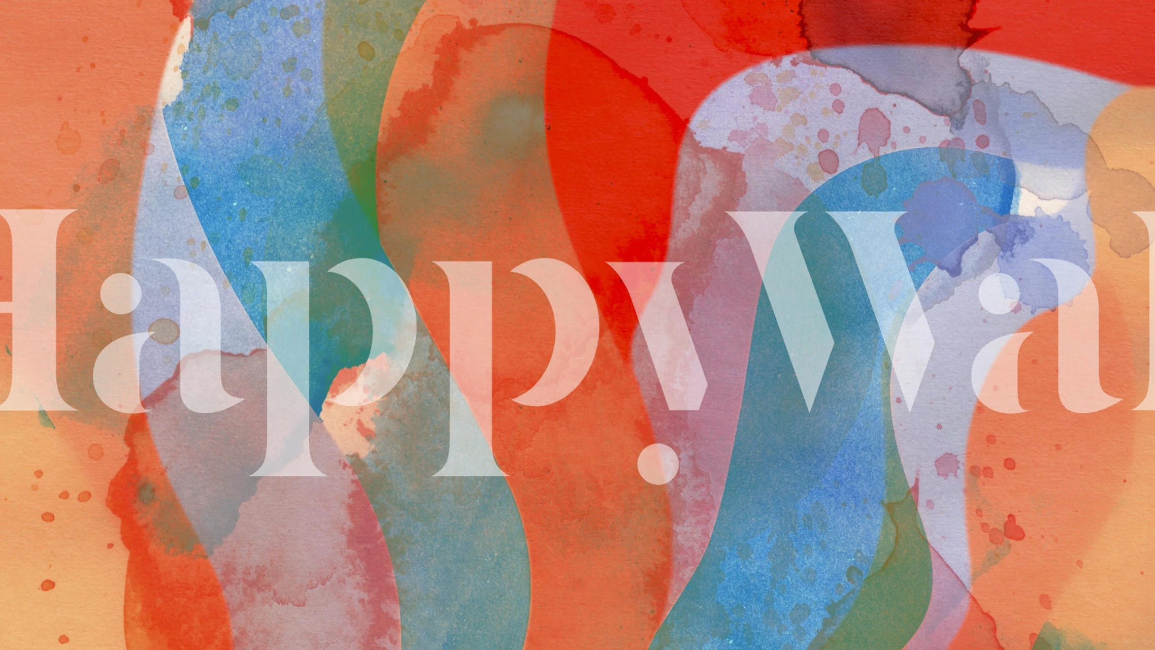 Colorful abstract waves in orange, blue, and pink tones wallpaper