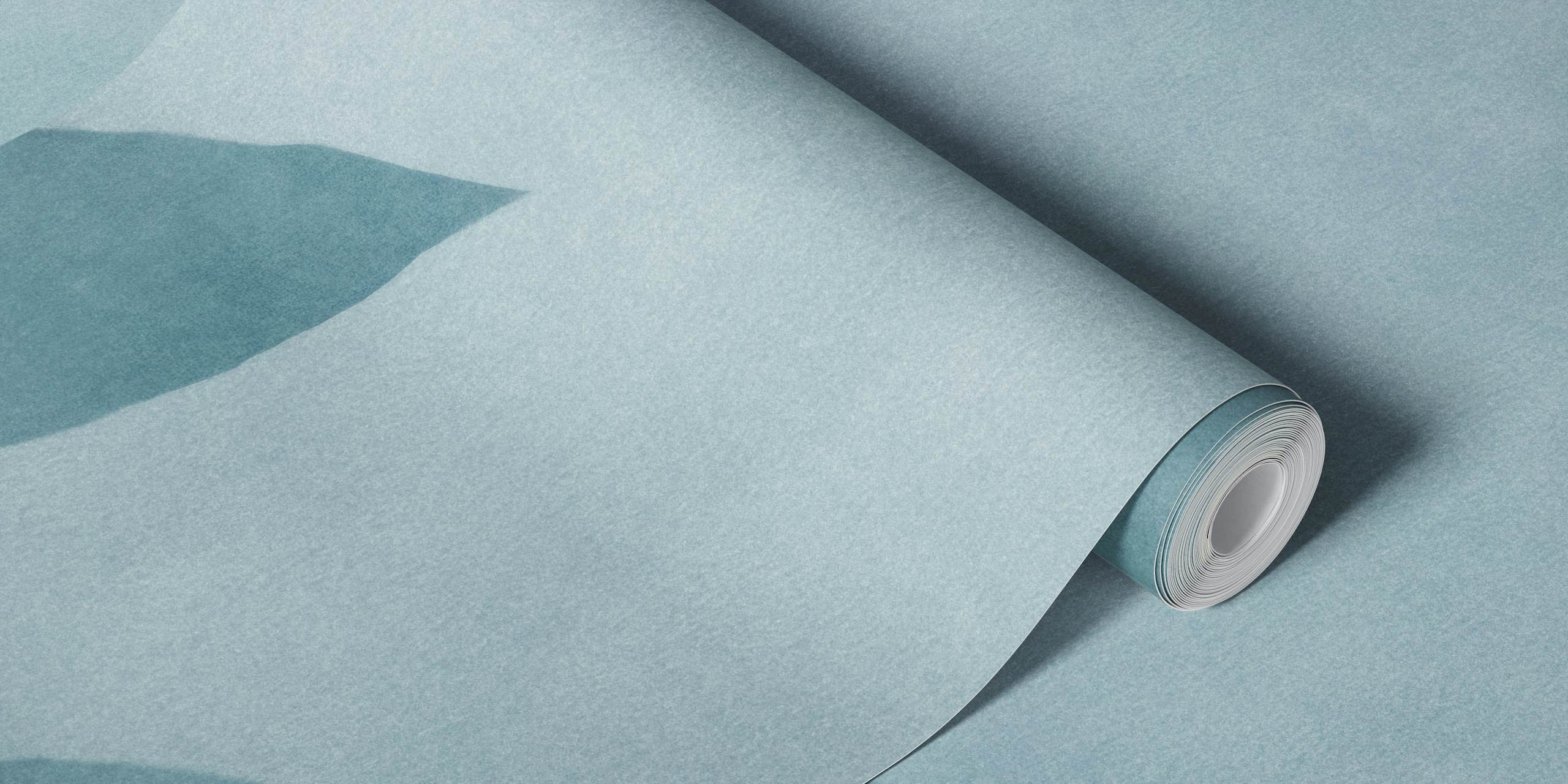 Teal watercolor leaf wallpaper for home decor