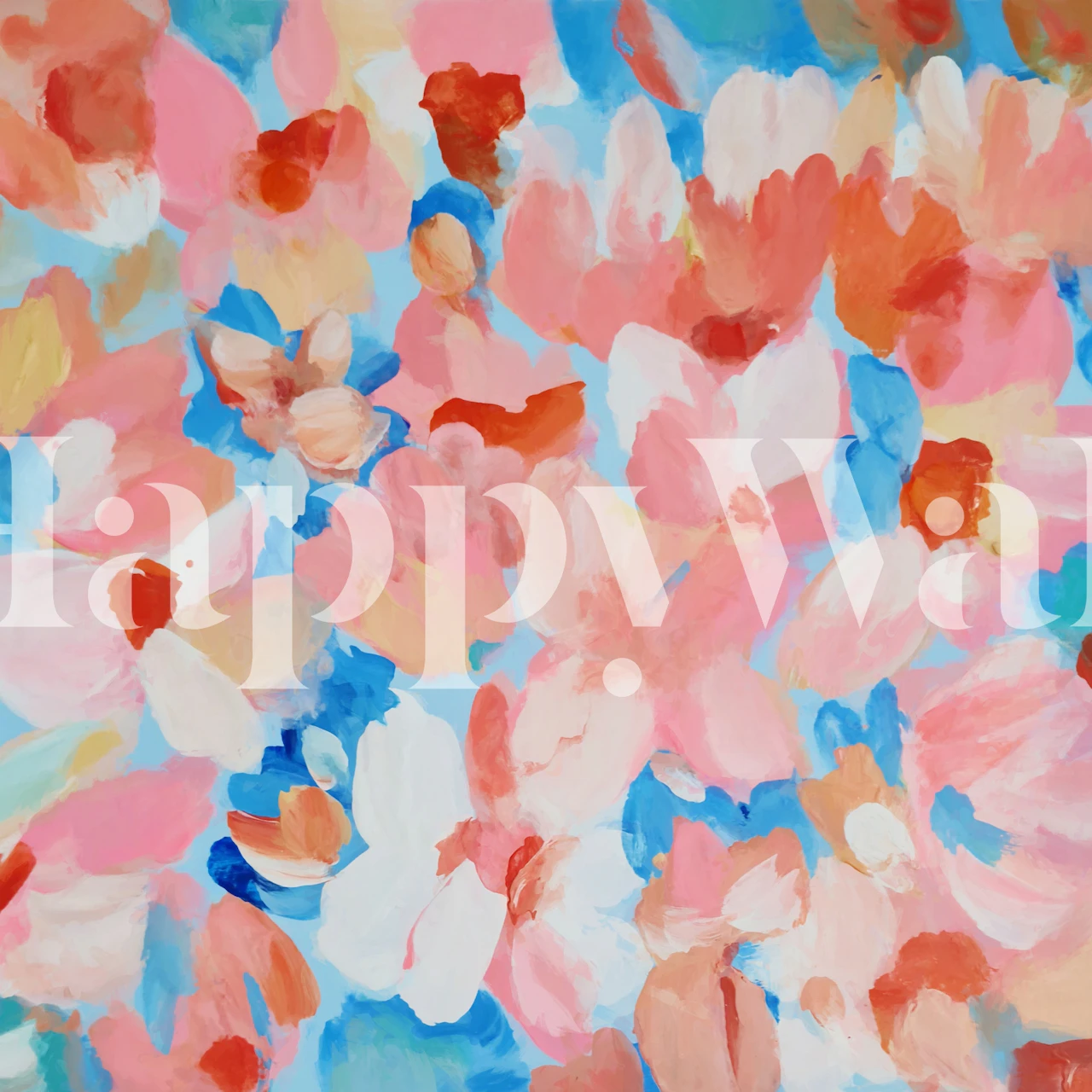 Colorful pink and blue floral wallpaper
